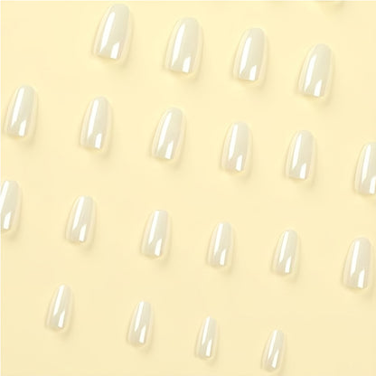24 PCS Aurora White Nail Art, Length Long Water Pipe Fake Nails, Had Nail Tips False Nail - image 4