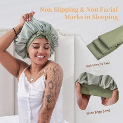 Black Silk Bonnet For Sleeping Women, Satin Hair Bonnet For Sleeping For Wavy Curly Natural Hair Women Men - image 5