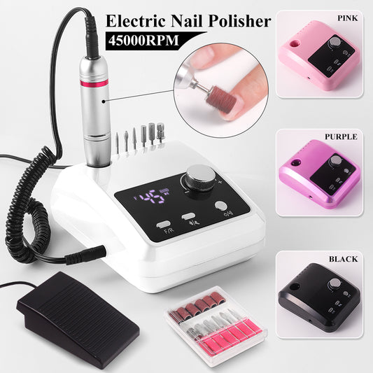 Electric Nail Drill Professional - 45000 RPM Nail File Kit Machine With LCD Display, Hand & Foot Con
