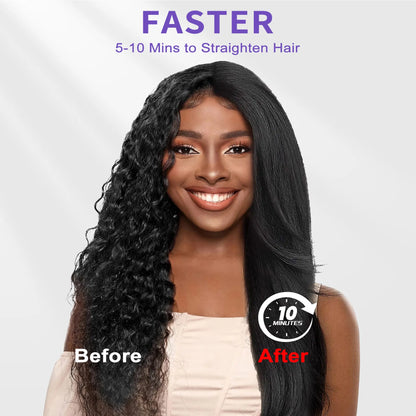 Hair Straightener Brush, Ionic Plus Steam Straightening Brush For Smooth, Anti-frizz Hair, Anti-Scald Ceramic Straighten - image 8