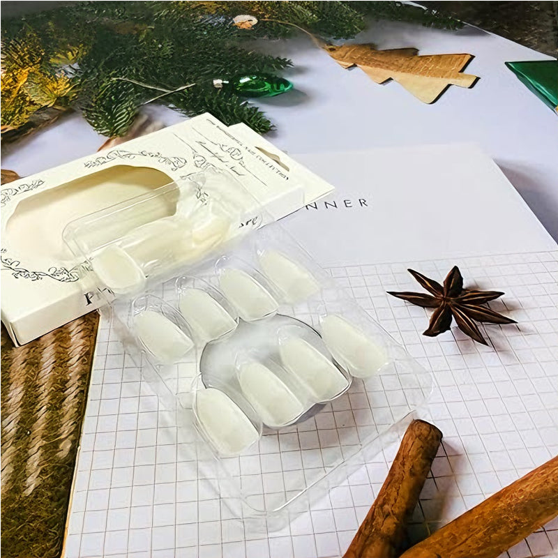 24 PCS Aurora White Nail Art, Length Long Water Pipe Fake Nails, Had Nail Tips False Nail - image 7