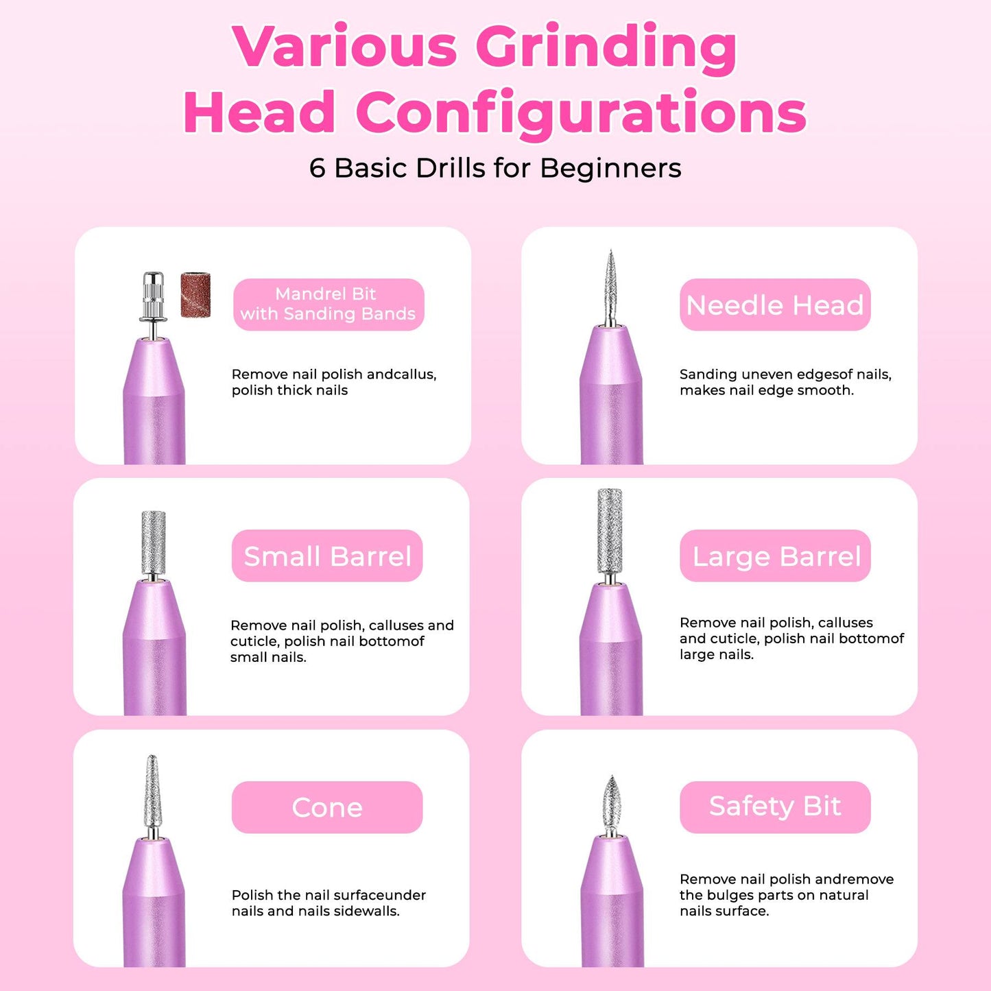 Professional Portable Electric Nail Drill,Manicure Pedicure With Nail Drill Bits - image 6