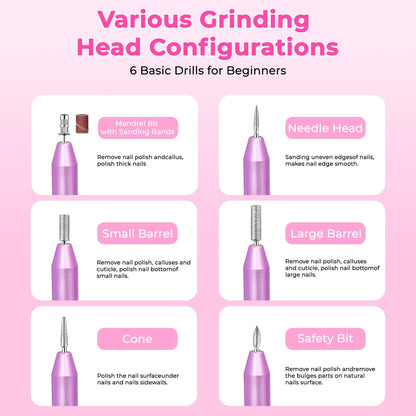 Professional Portable Electric Nail Drill,Manicure Pedicure With Nail Drill Bits - image 6
