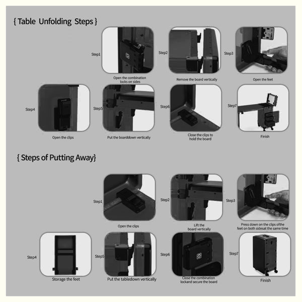 Portable Nail Art Table W/ LED Mirror, Bluetooth, Lockable Drawers, Telescopic Pole - Folding Manicure Station For Salon - image 3