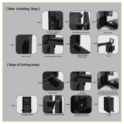 Portable Nail Art Table W/ LED Mirror, Bluetooth, Lockable Drawers, Telescopic Pole - Folding Manicure Station For Salon - image 3