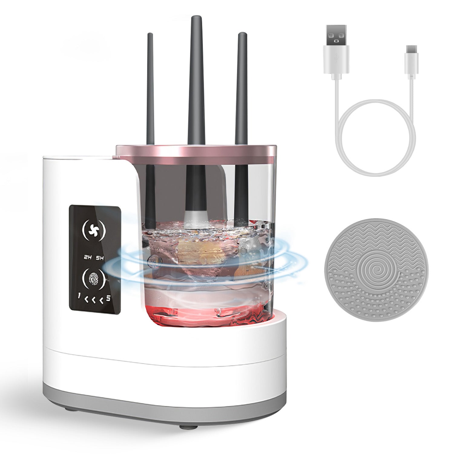 4 In 1 Electric Makeup Brush Cleaner USB Powered Automatic Brush Blender Machine With Timer Digital Display Cleaning Dry - image 5