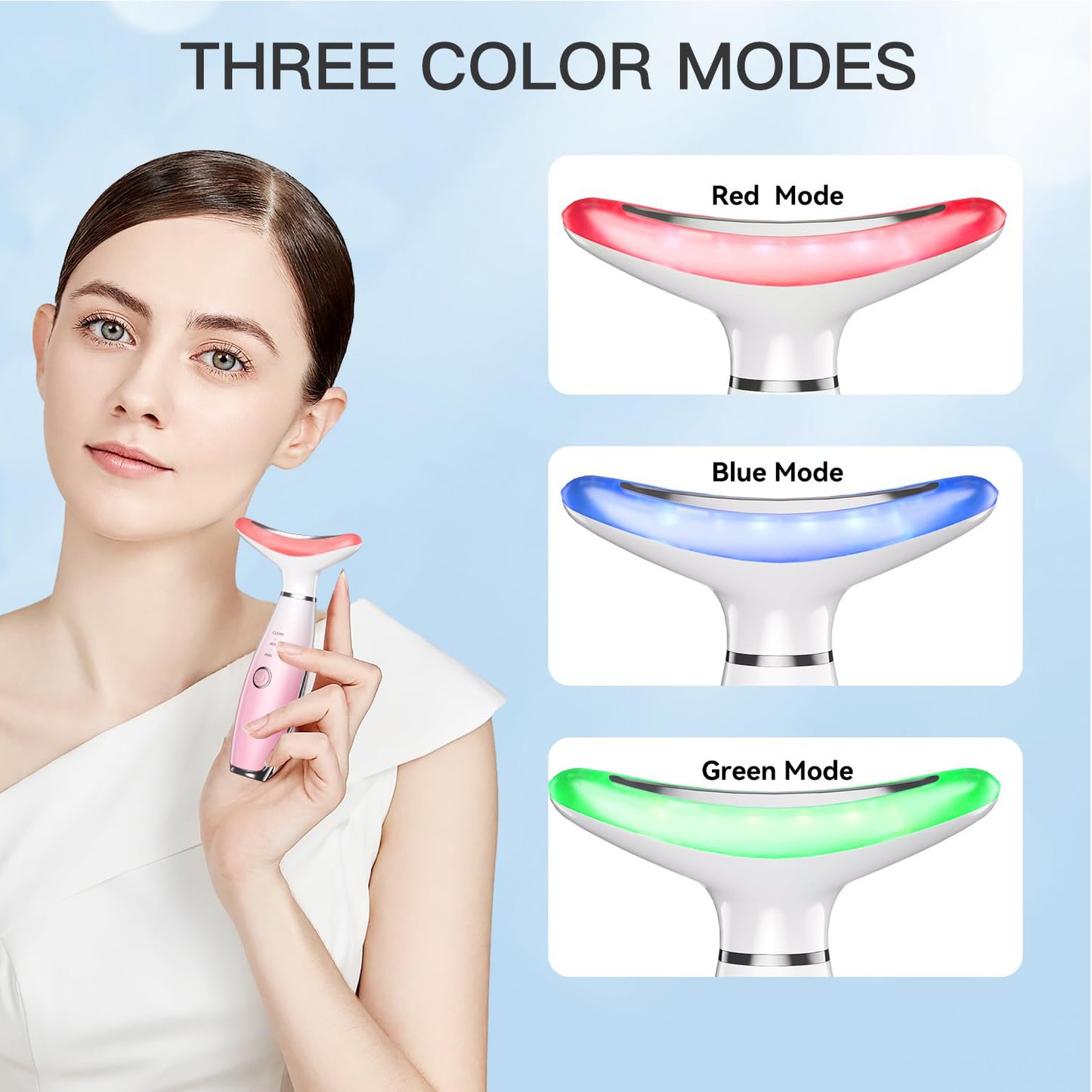 Neck Face Massager, Skin Care Face Massage Tool, 3-in-1 Facial Massager, Face Sculpting Tool With Thermals, Vibration - image 2