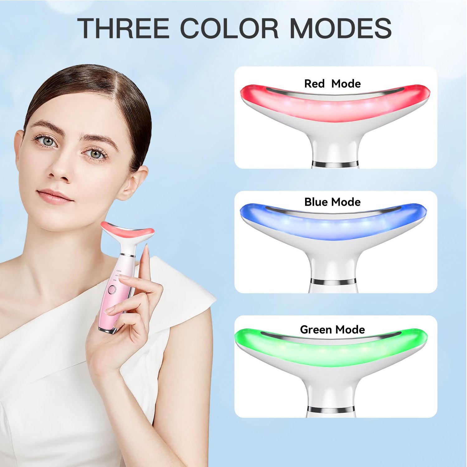 Neck Face Massager, Skin Care Face Massage Tool, 3-in-1 Facial Massager, Face Sculpting Tool With Thermals, Vibration - image 2
