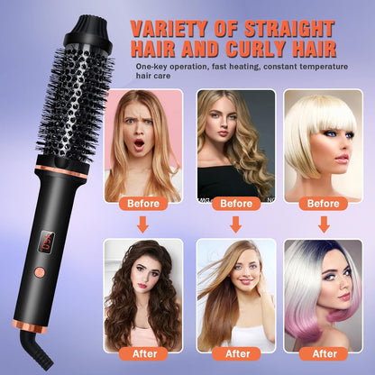 Thermal Brush 1.5 Inch Curling Iron Volumizing Brush Heated Round Brush Ceramic Tourmaline Ionic Curling Comb Dual Volta - image 9