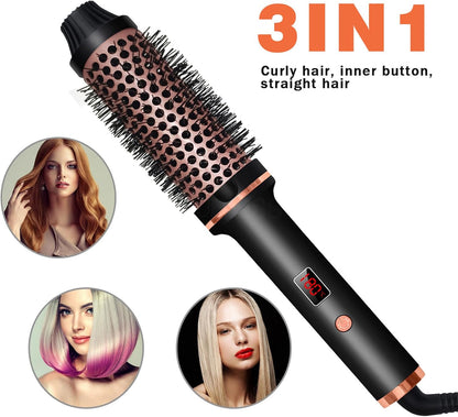 Thermal Brush 1.5 Inch Curling Iron Volumizing Brush Heated Round Brush Ceramic Tourmaline Ionic Curling Comb Dual Volta - image 3