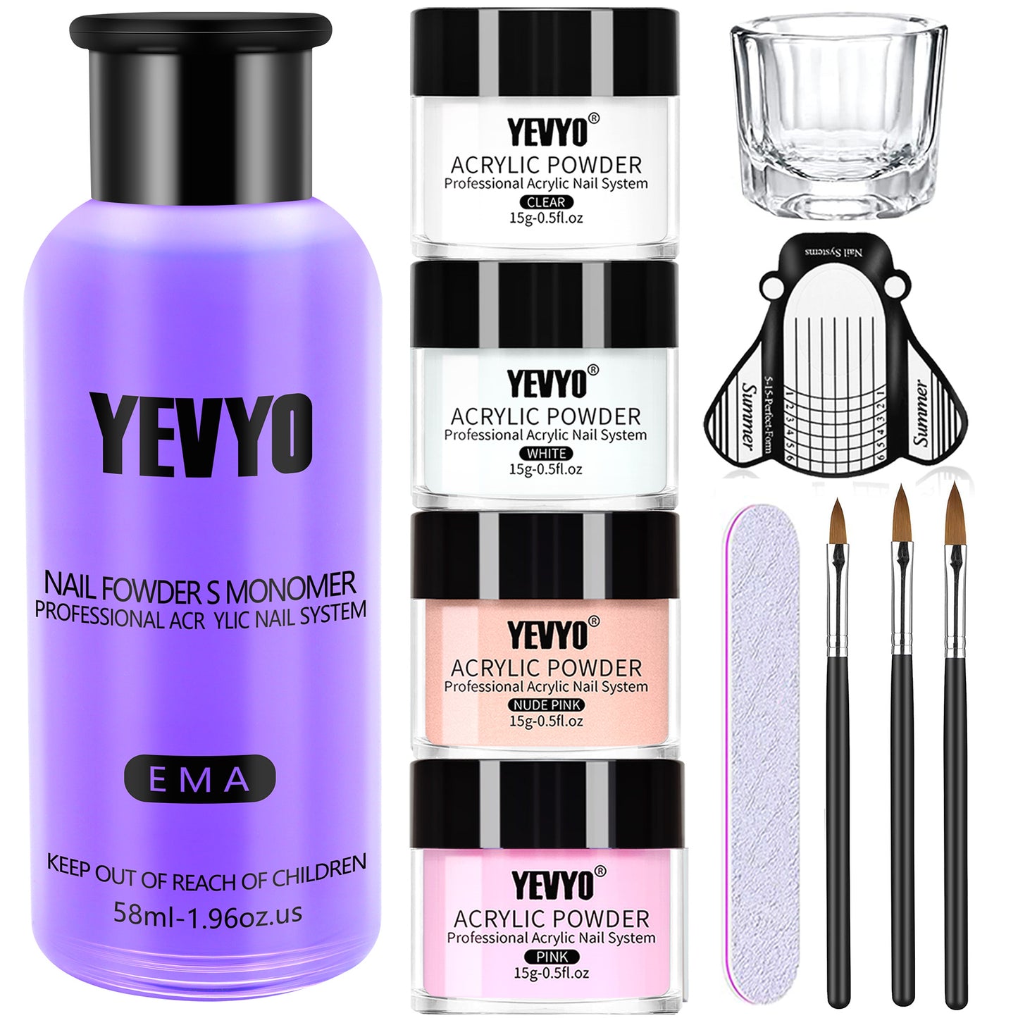 Acrylic Nail Kit, Acrylic Powder And Liquid Set, With Clear, Nude, Pink, White Nail Powder And Monomer, Professional Acr - image 4